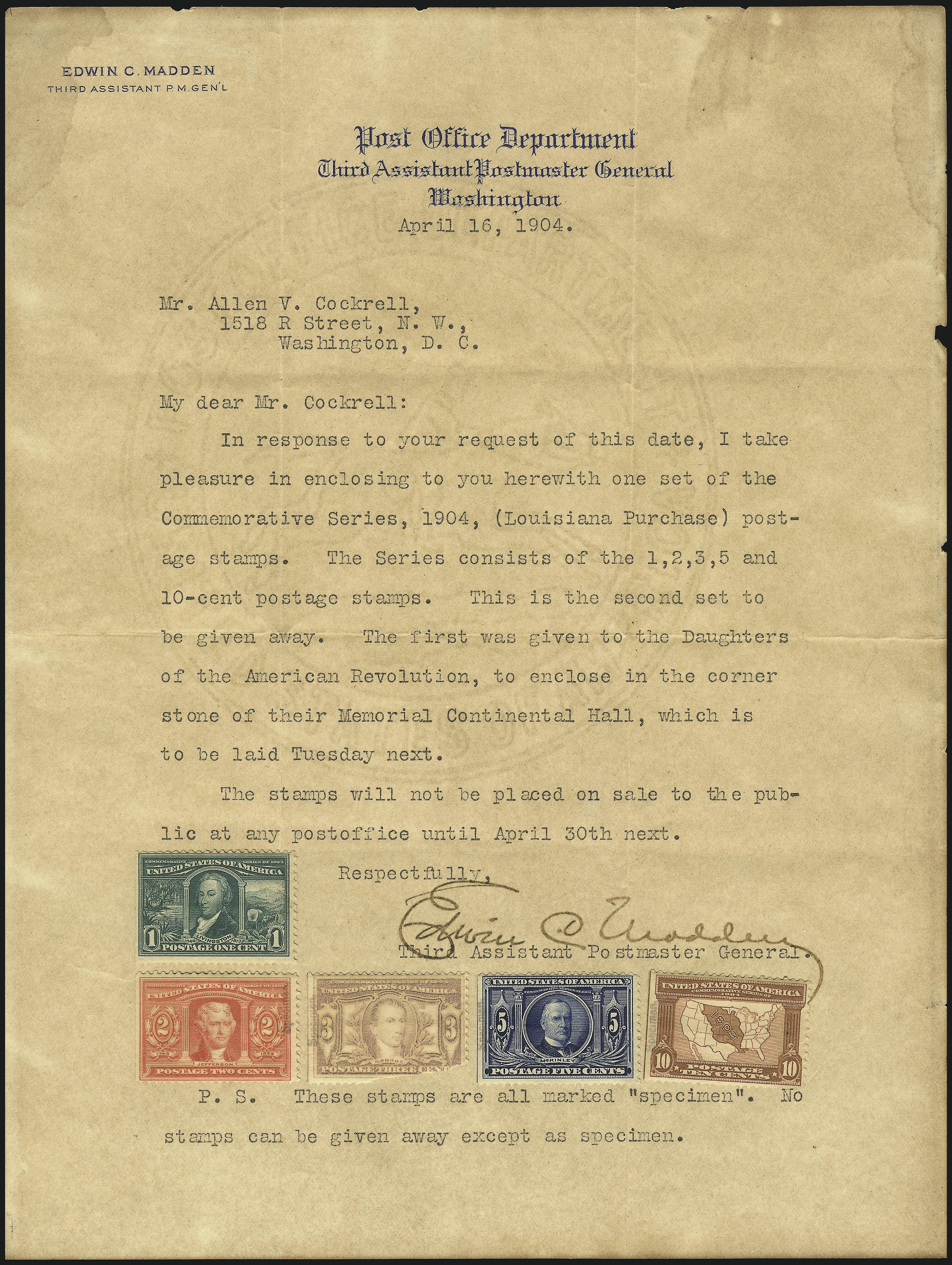 Sale no. 1082 — Lot no. 291 — Siegel Auction Galleries