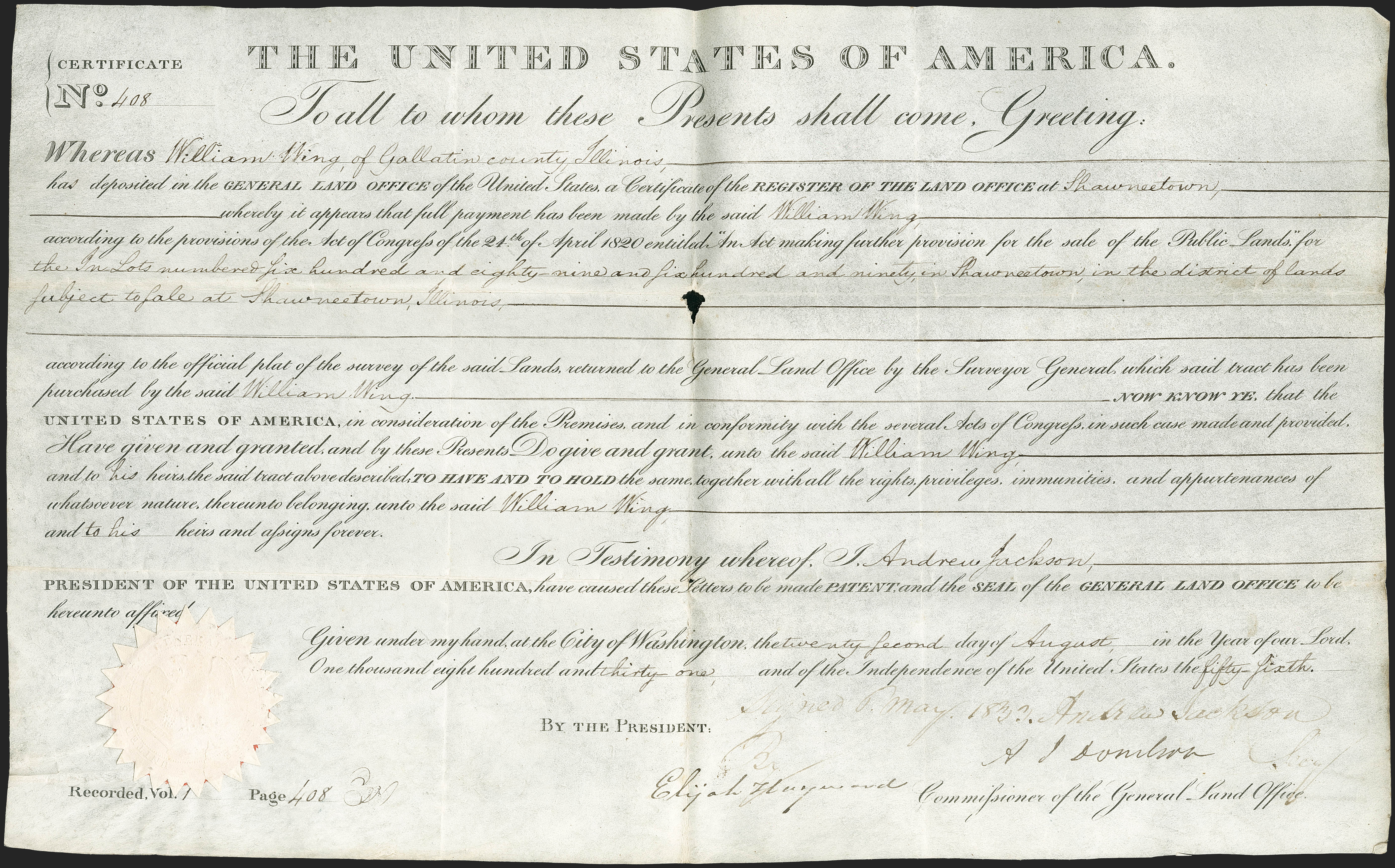 Sale no. 1230 — Lot no. 964 — Siegel Auction Galleries