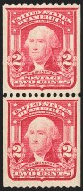 2c Carmine, Type I, Vertical Coil (321)
One of four pairs and two coversavailable to collectors
Realized $1,475,000 in April 2021