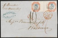 Sale Number 1286, Lot Number 136, 1854, 4a Bright Red & Bright Blue, 3rd Printing, Head Die II, Frame Die I (6Ea; SG 21a)