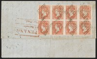 Sale Number 1286, Lot Number 241, Used in Straits Settlements--Penang, 1854, 1a Red, Die I (4; SG 12)