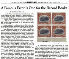 Inverted Jenny plate block news