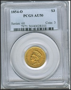 Princess Gold, $3, 1854 - O, 7971, Obverse