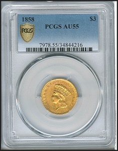 Princess Gold, $3, 1858 - , 7978, Obverse