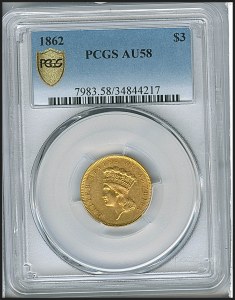 Princess Gold, $3, 1862 - , 7983, Obverse