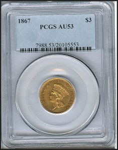 Princess Gold, $3, 1867 - , 7988, Obverse