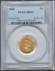 Princess Gold, $3, 1868 - , 7989, Obverse