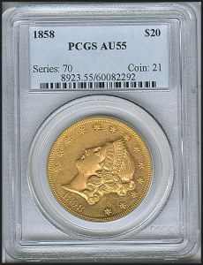 Liberty Double Eagle, $20, 1858 - , 8923, Obverse