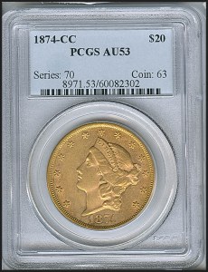 Liberty Double Eagle, $20, 1874 - CC, 8971, Obverse