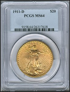Saint-Gaudens Double Eagle, $20, 1911 - D, 9158, Obverse