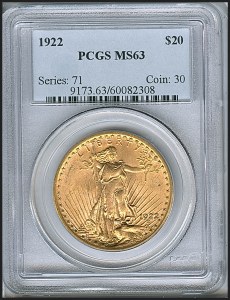 Saint-Gaudens Double Eagle, $20, 1922 - , 9173, Obverse