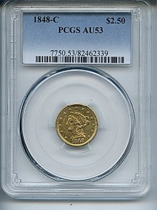 Liberty Gold, $3, 1848 - C, 7750, Obverse