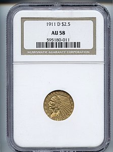 Indian Gold, $3, 1911 - D, 7943, Obverse