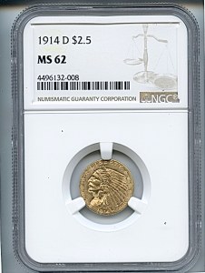 Indian Gold, $3, 1914 - D, 7947, Obverse