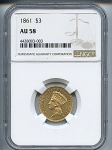 Princess Gold, $3, 1861 - , 7982, Obverse