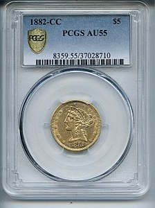 Liberty Half Eagle, $5, 1882 - CC, 8359, Obverse