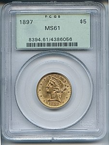 Liberty Half Eagle, $5, 1897 - , 8394, Obverse