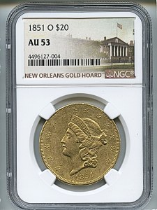 Liberty Double Eagle, $20, 1851 - O, 8905, Obverse
