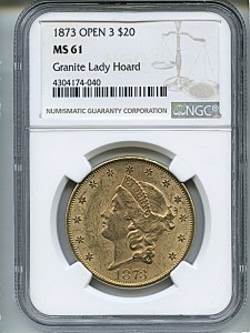 Liberty Double Eagle, $20, 1873 - , 8967, Obverse