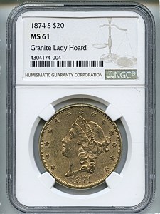 Liberty Double Eagle, $20, 1874 - S, 8972, Obverse