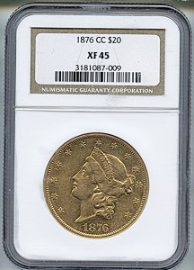 Liberty Double Eagle, $20, 1876 - CC, 8977, Obverse