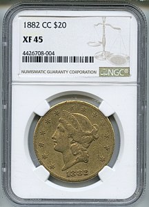 Liberty Double Eagle, $20, 1882 - CC, 8997, Obverse
