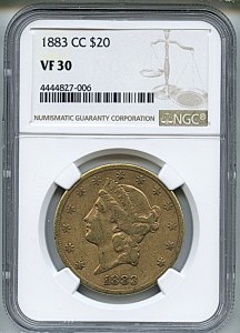 Liberty Double Eagle, $20, 1883 - CC, 8999, Obverse