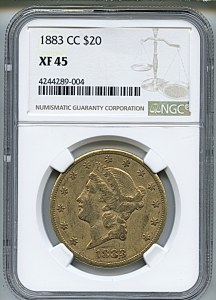 Liberty Double Eagle, $20, 1883 - CC, 8999, Obverse