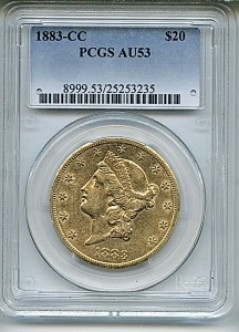 Liberty Double Eagle, $20, 1883 - CC, 8999, Obverse