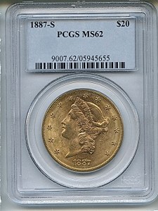 Liberty Double Eagle, $20, 1887 - S, 9007, Obverse