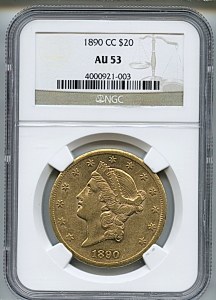 Liberty Double Eagle, $20, 1890 - CC, 9014, Obverse