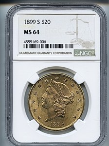 Liberty Double Eagle, $20, 1899 - S, 9036, Obverse