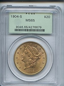 Liberty Double Eagle, $20, 1904 - S, 9046, Obverse