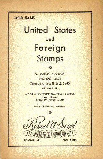 Catalog Cover Sale no. 105 — Siegel Auction Galleries