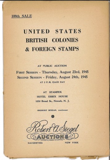 Catalog Cover Sale no. 108 — Siegel Auction Galleries