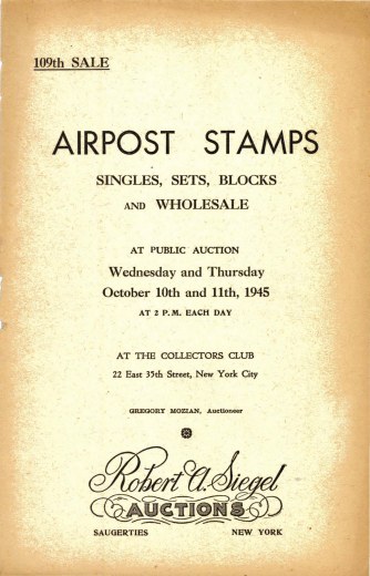 Catalog Cover Sale no. 109 — Siegel Auction Galleries