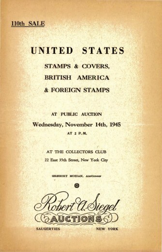 Catalog Cover Sale no. 110 — Siegel Auction Galleries