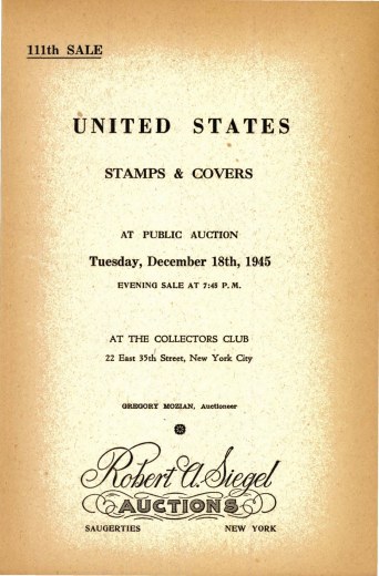 Catalog Cover Sale no. 111 — Siegel Auction Galleries