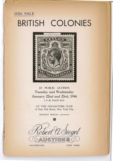 Catalog Cover Sale no. 112 — Siegel Auction Galleries