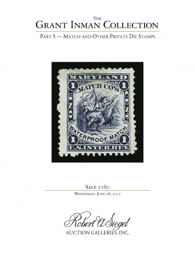 Catalog Cover Sale no. 1160 — Siegel Auction Galleries