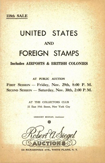 Catalog Cover Sale no. 118 — Siegel Auction Galleries