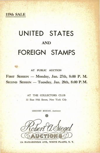 Catalog Cover Sale no. 119 — Siegel Auction Galleries