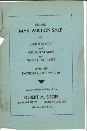Catalog Cover Sale no. 11 — Siegel Auction Galleries