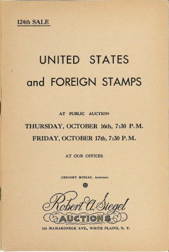 Catalog Cover Sale no. 124 — Siegel Auction Galleries