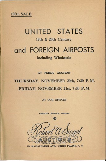 Catalog Cover Sale no. 125 — Siegel Auction Galleries