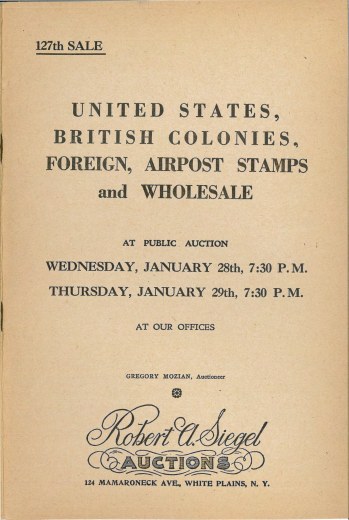Catalog Cover Sale no. 127 — Siegel Auction Galleries