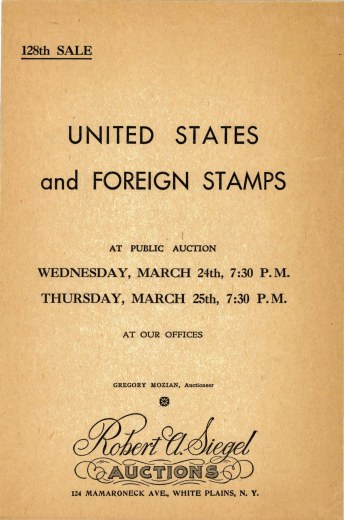 Catalog Cover Sale no. 128 — Siegel Auction Galleries