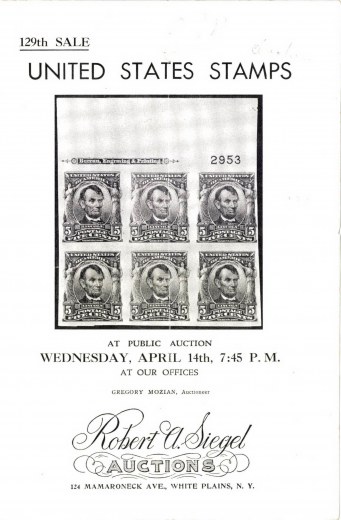 Catalog Cover Sale no. 129 — Siegel Auction Galleries