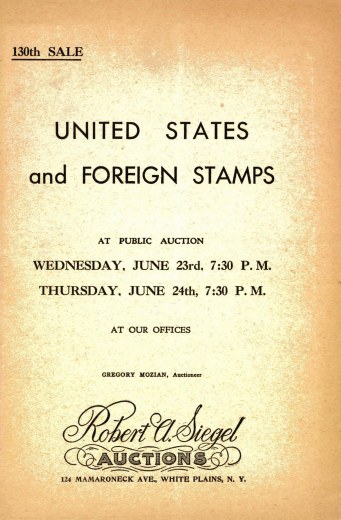 Catalog Cover Sale no. 130 — Siegel Auction Galleries