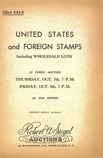 Catalog Cover Sale no. 132 — Siegel Auction Galleries